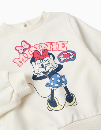 Fato de treino com estampado Minnie para bebé e menina, branco/rosa