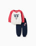 Conjunto de chándal perchado Mickey para bebé y niño, rojo/blanco/azul