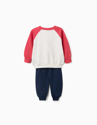Fato de treino cardado Mickey para bebé e menino, vermelho/branco/azul