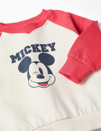 Fato de treino cardado Mickey para bebé e menino, vermelho/branco/azul