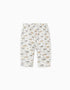 Pantalon en coton peigné à motif maisons pour nouveau-nés, blanc