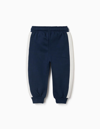 Calças de treino cardadas Mickey para bebé e menino, azul/branco