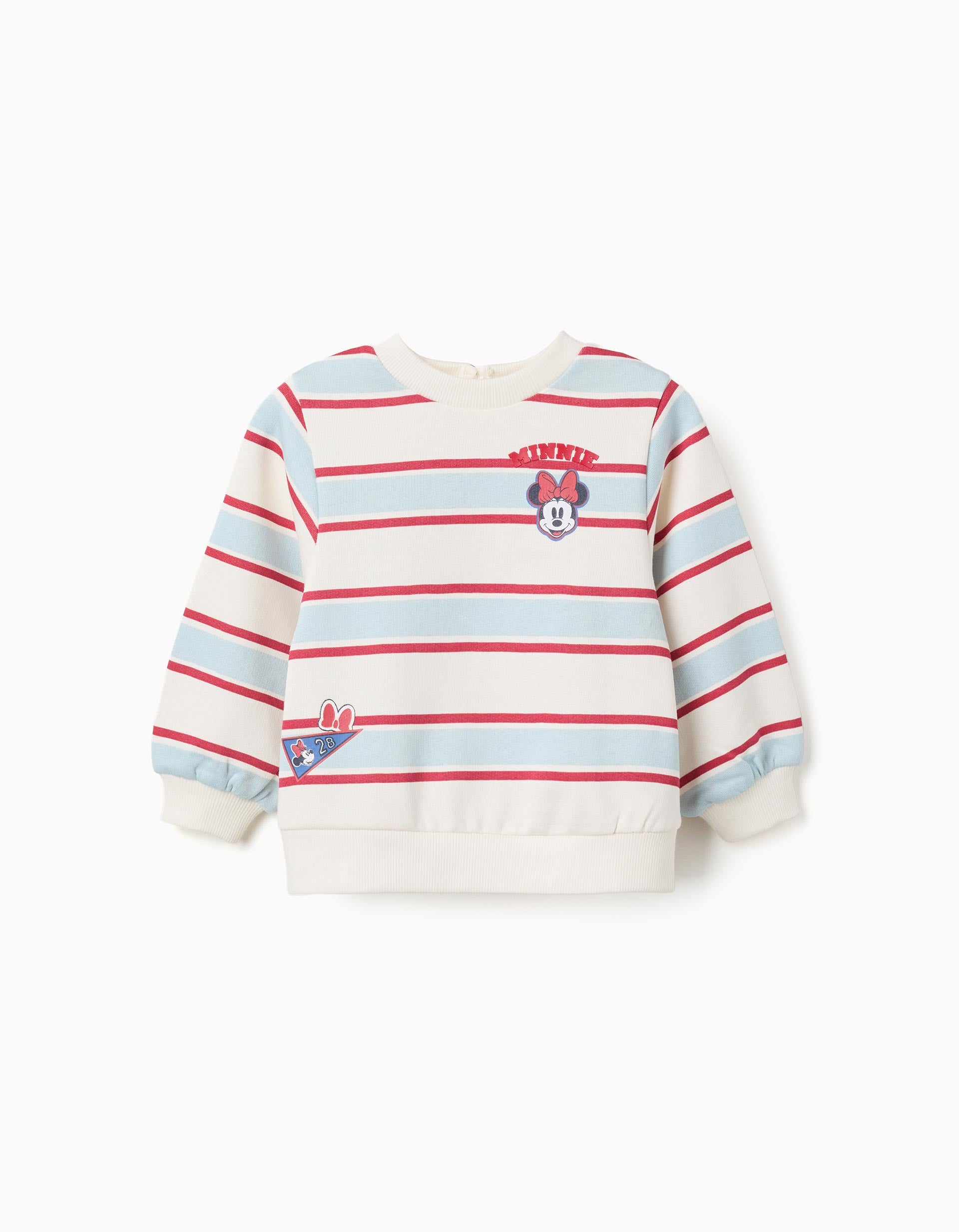 Sweat cardada às riscas Minnie para bebé e menina, multicolor