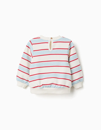 Sweat cardada às riscas Minnie para bebé e menina, multicolor