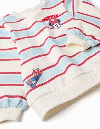Sweat cardada às riscas Minnie para bebé e menina, multicolor