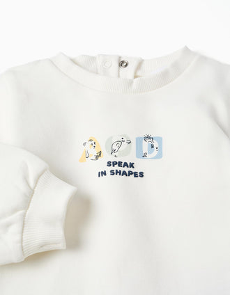 Brushed jogging set with embossed print for newborns, white/blue
