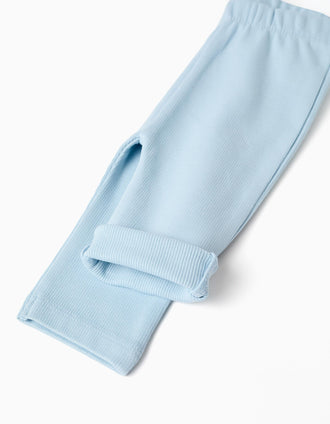Brushed jogging set with embossed print for newborns, white/blue