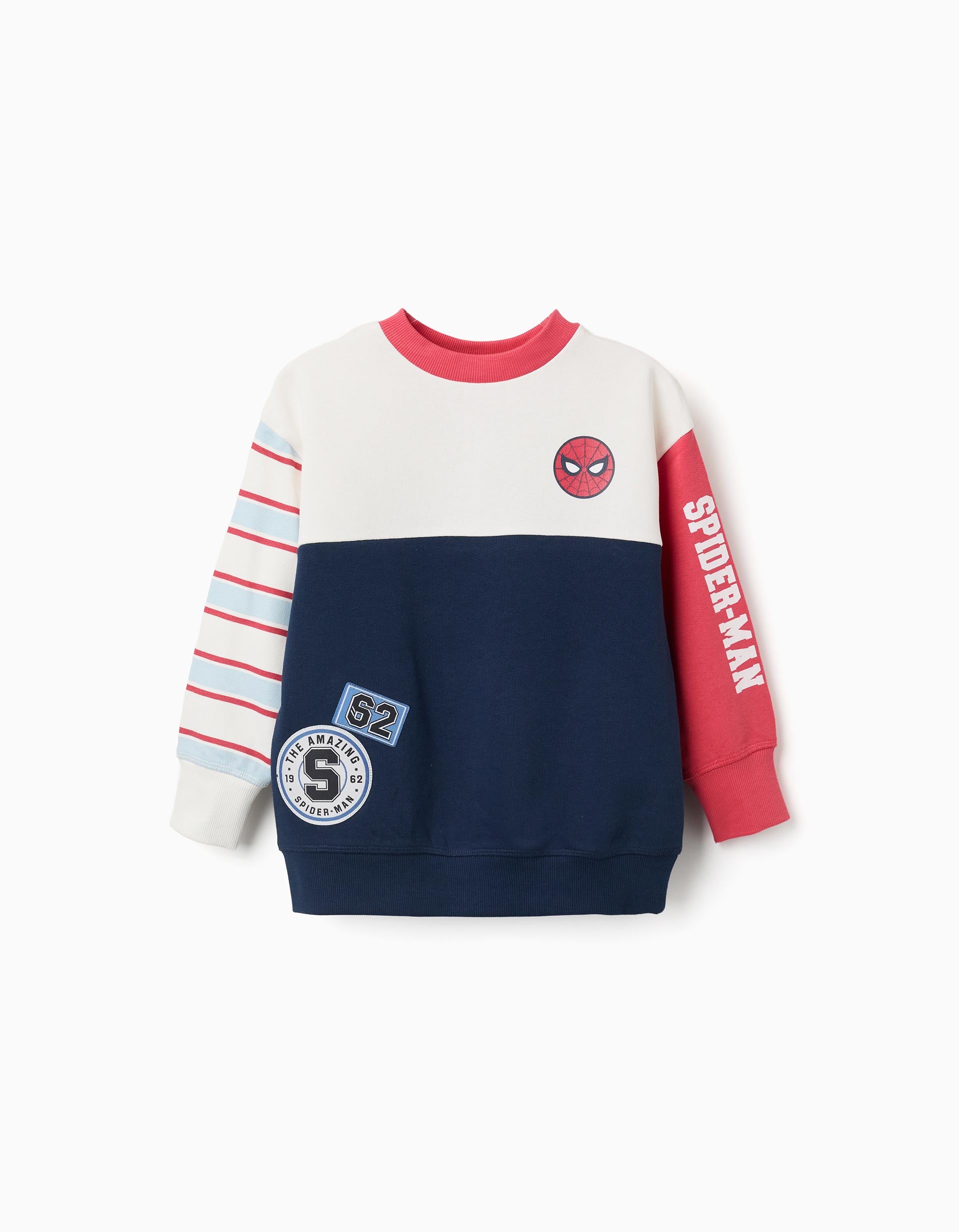 Sweat cardada com estampados Spider-Man para menino, branco/vermelho/azul
