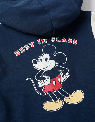 Casaco cardado com capuz Mickey para bebé e menino, azul-marinho
