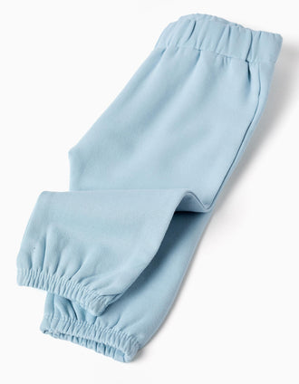 Brushed jogging set with ruffles for newborn girls, light blue