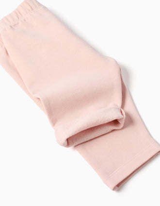 Brushed jogging set with embossed print for newborn girls, light pink