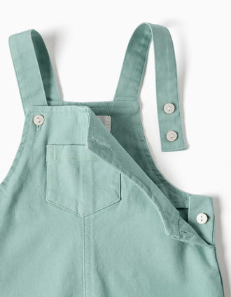 Body e jardineiras de algodão para recém-nascido, branco/verde-claro