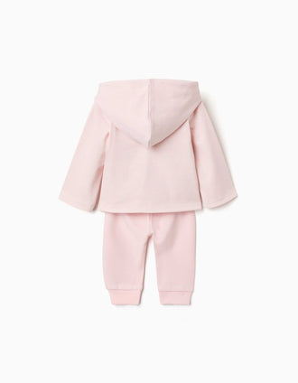 3-piece cotton set for newborn girls, light pink