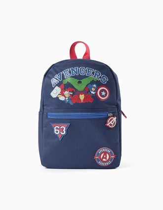 Sac à dos avec imprimés et patchs Avengers pour garçon, bleu foncé/rouge