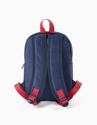 Sac à dos avec imprimés et patchs Avengers pour garçon, bleu foncé/rouge