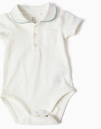 Body e calções de algodão para recém-nascido, branco/verde-claro