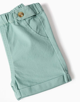 Body e calções de algodão para recém-nascido, branco/verde-claro