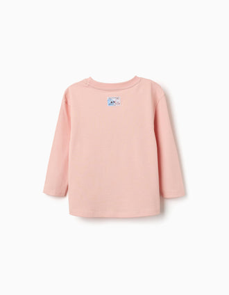 T-shirt de manga comprida Stitch Vibes para menina, rosa-claro