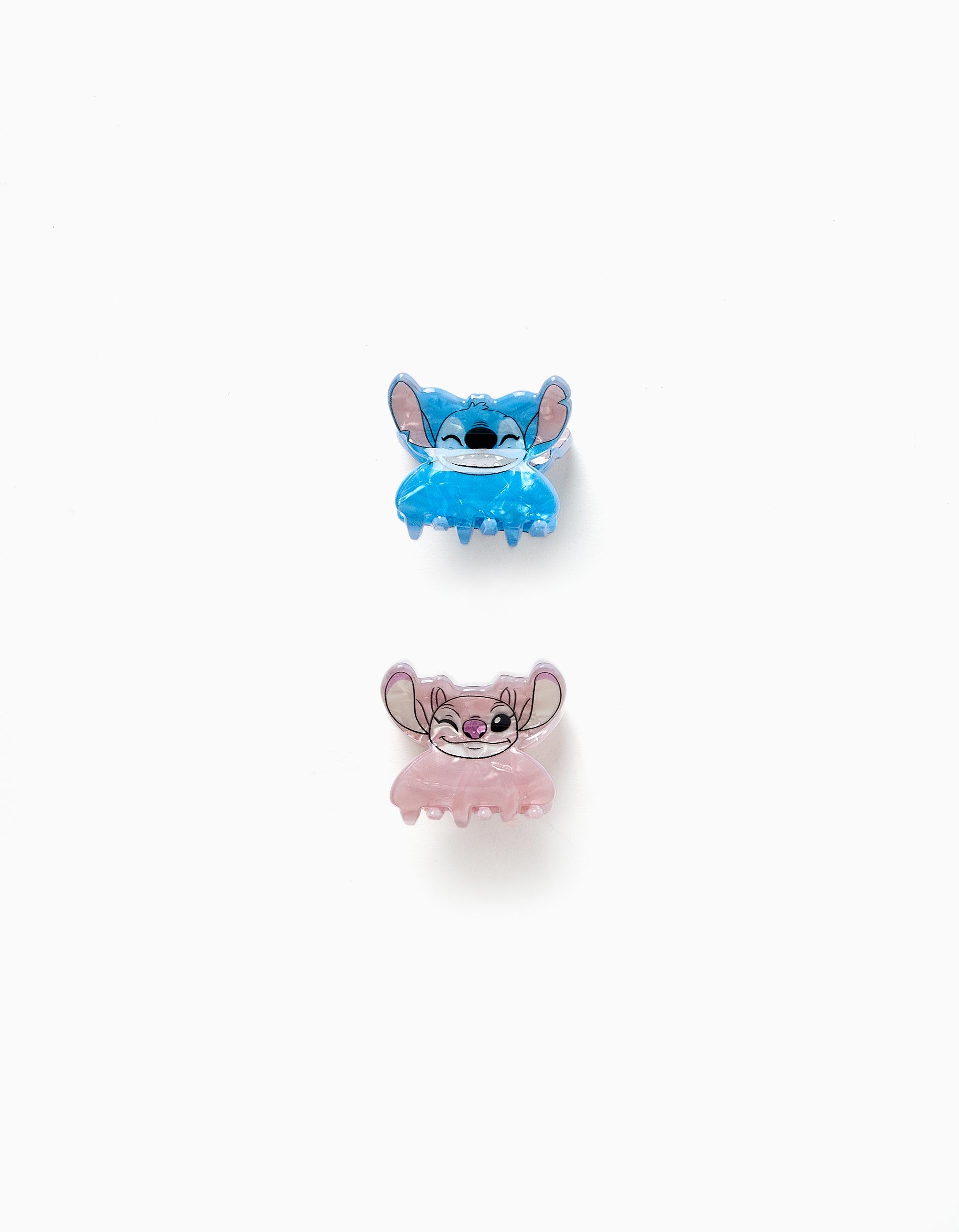 2 mini pinces à double rangée avec Stitch pour bébé et fille, bleu/rose