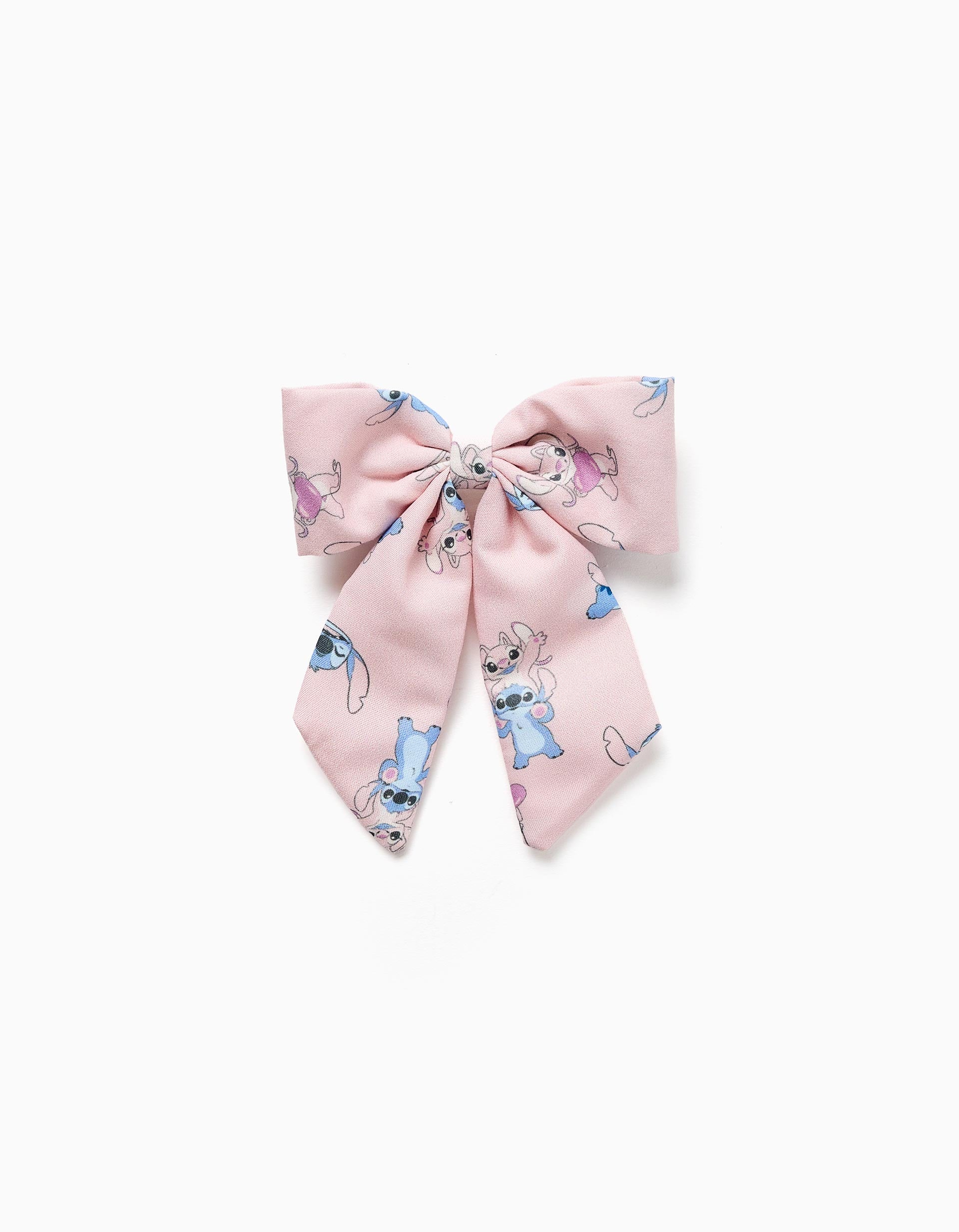 Barrette à cheveux avec nœud et imprimé Stitch pour bébé et fille, rose