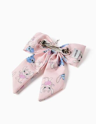 Barrette à cheveux avec nœud et imprimé Stitch pour bébé et fille, rose