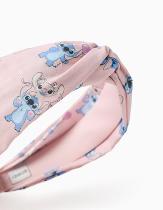 Serre-tête avec imprimé Stitch et Angel pour fille, rose clair