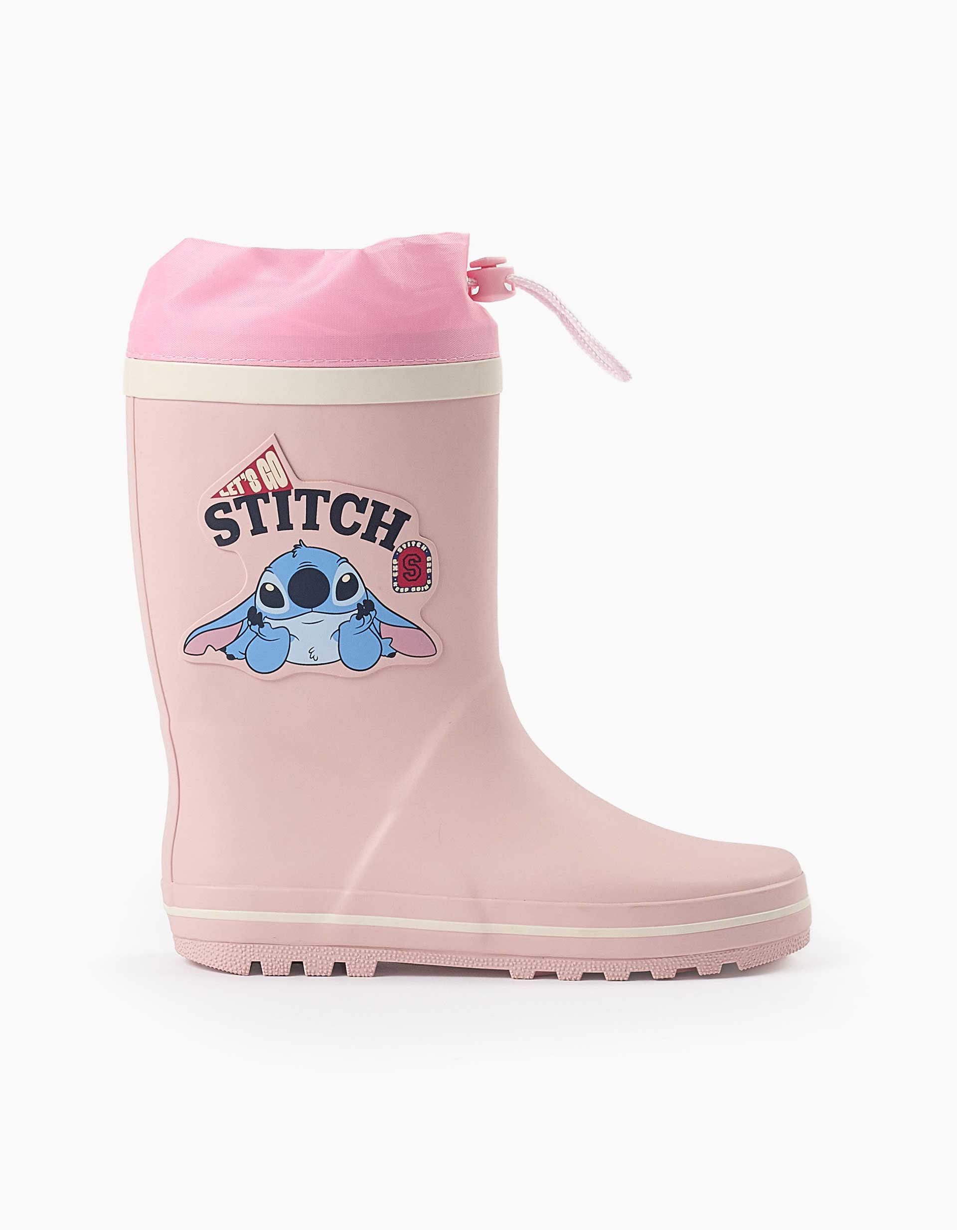 Bottes de pluie à imprimé Stitch et fermeture à cordon pour fille, rose