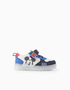 Light-up trainers with Mickey print for baby boys, blue/white/red
