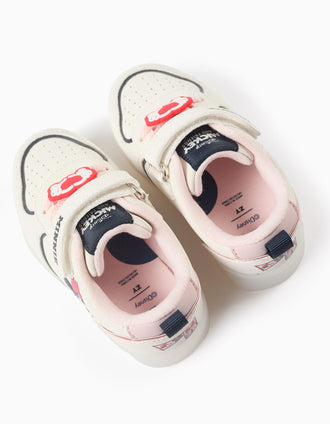 Light-up trainers with Minnie print for baby girls, light beige