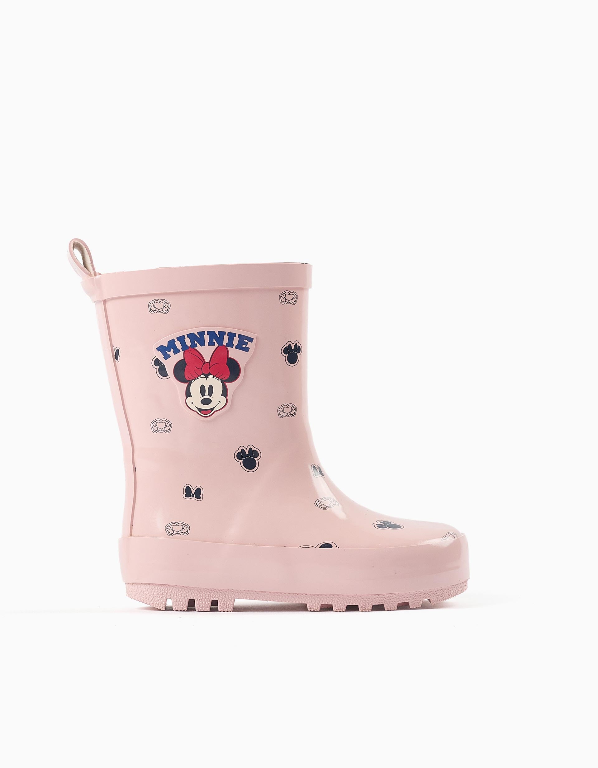 Rubber wellies with Minnie prints for baby girls, light pink