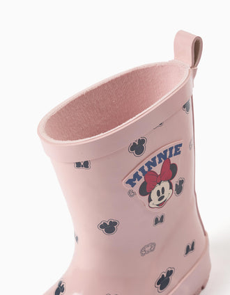 Rubber wellies with Minnie prints for baby girls, light pink