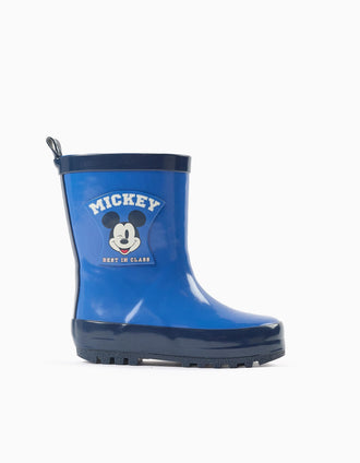 Bottes de pluie en caoutchouc à imprimés Mickey pour bébé garçon, bleu