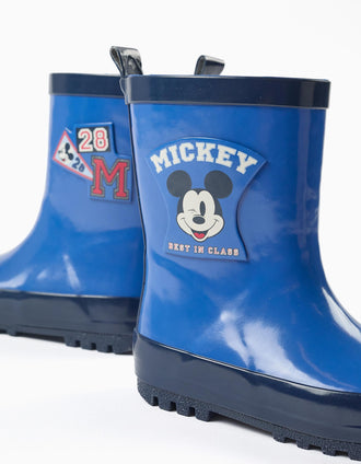 Bottes de pluie en caoutchouc à imprimés Mickey pour bébé garçon, bleu