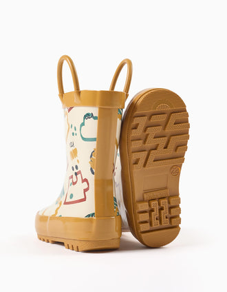 Galochas com alças e estampado para bebé menino, bege-claro/amarelo