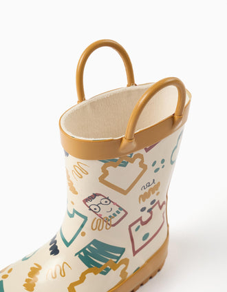 Galochas com alças e estampado para bebé menino, bege-claro/amarelo