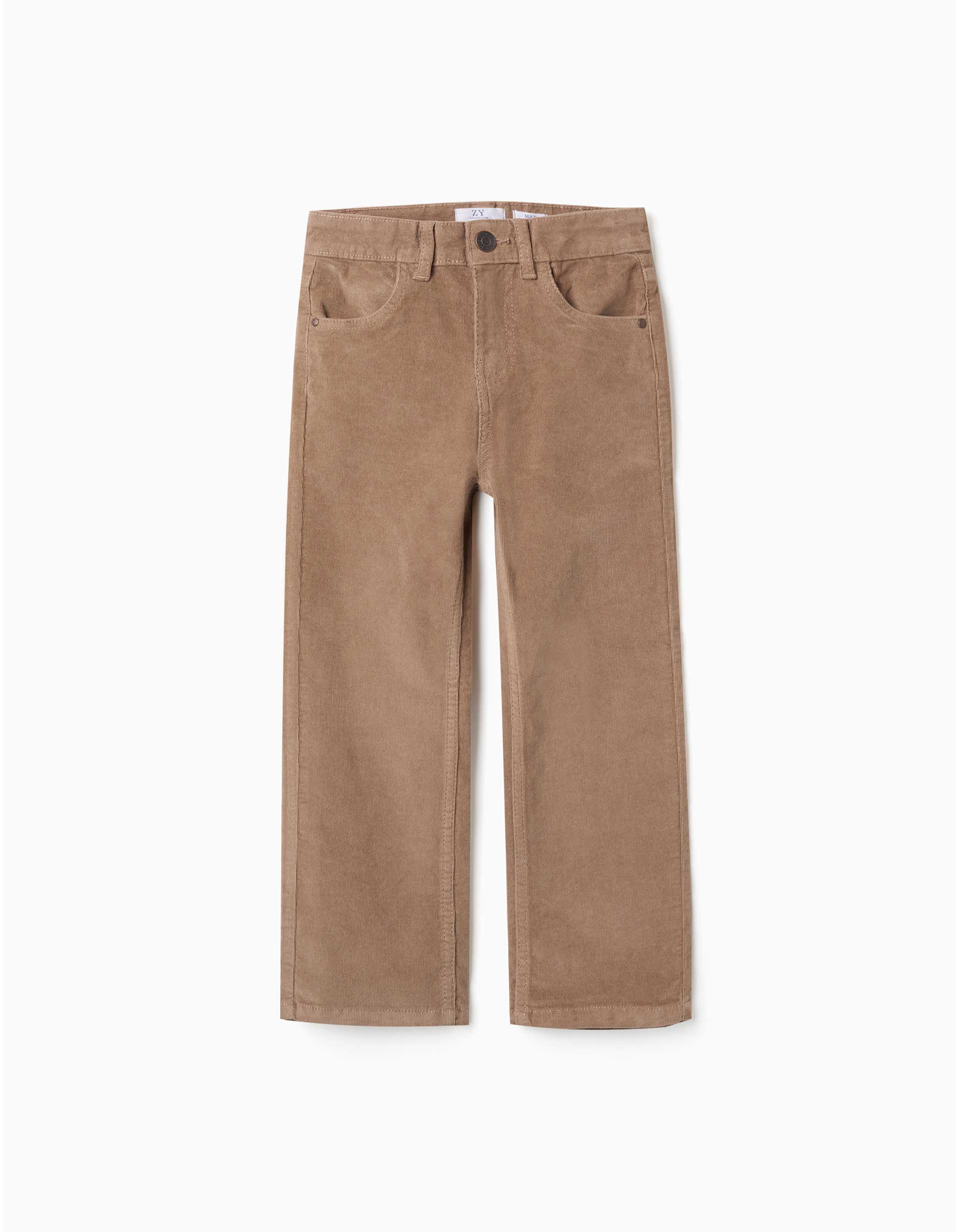 Pantalon à coupe droite en velours côtelé pour garçon, beige foncé
