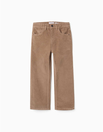 Pantalon à coupe droite en velours côtelé pour garçon, beige foncé