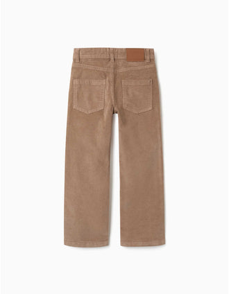 Pantalon à coupe droite en velours côtelé pour garçon, beige foncé