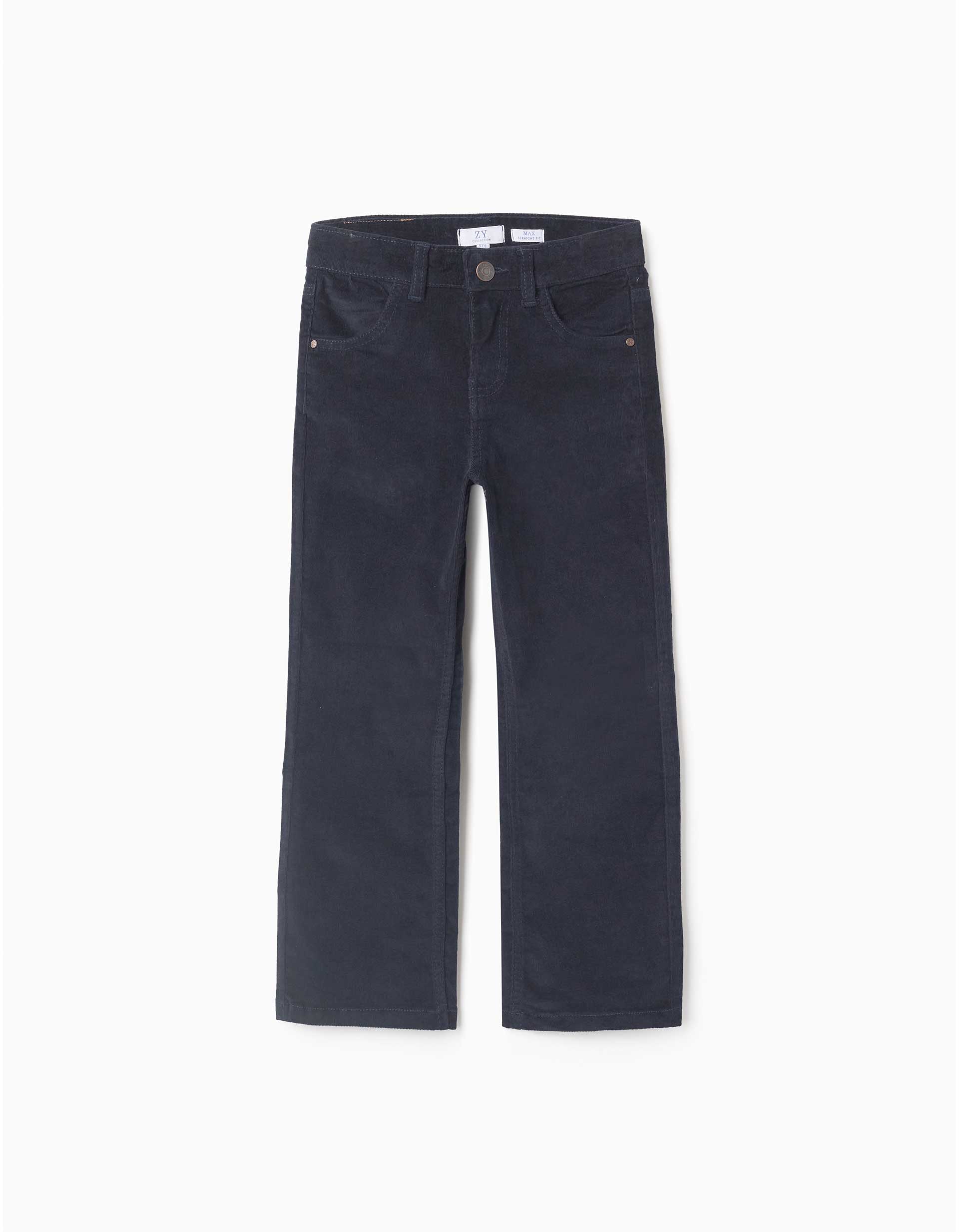 Pantalon à coupe droite en velours côtelé pour garçon, bleu marine