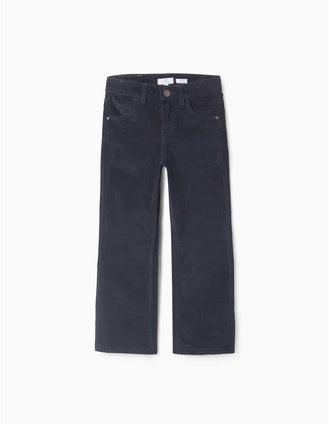 Pantalon à coupe droite en velours côtelé pour garçon, bleu marine