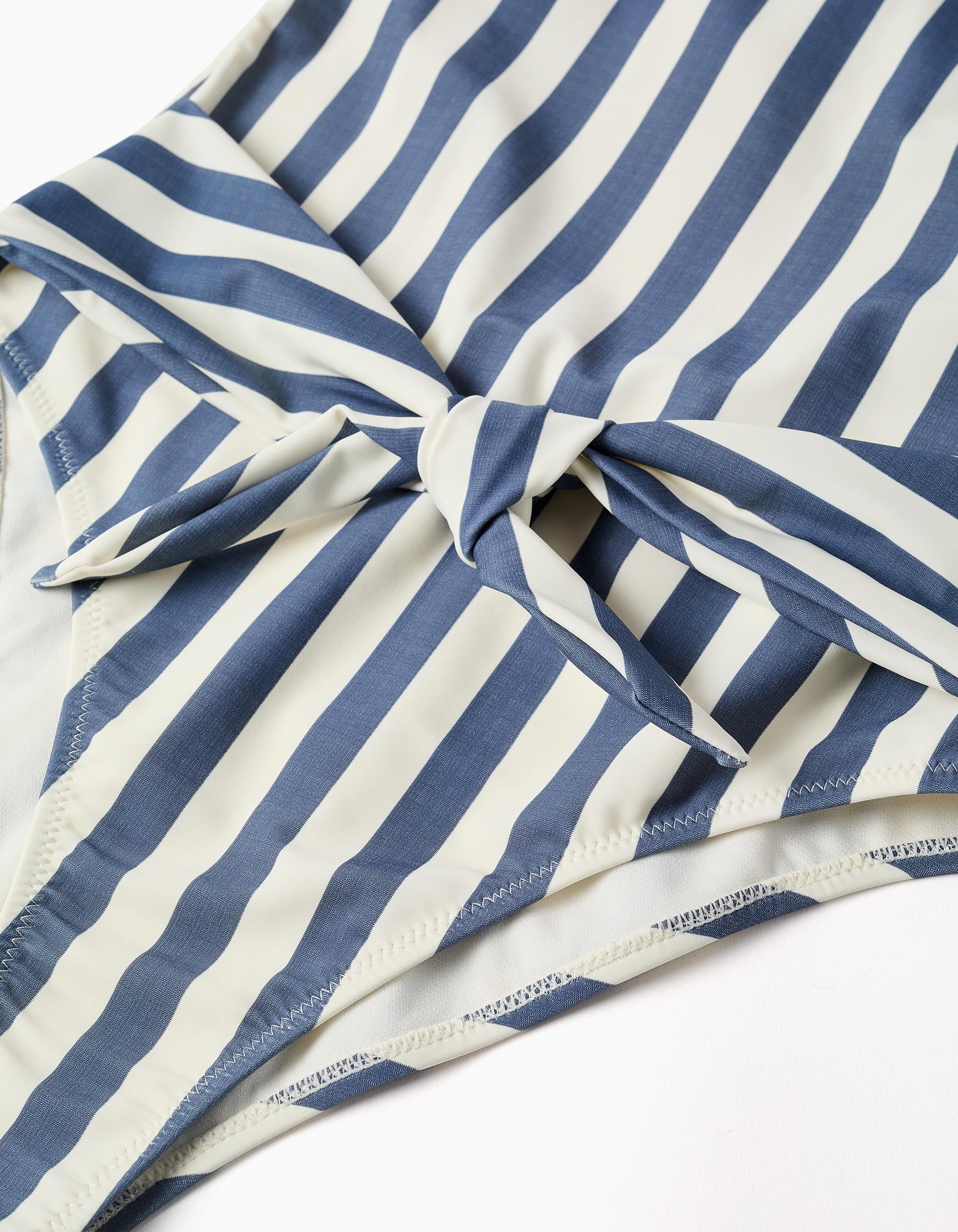 Fato de banho às riscas com fita You&Me para mulher, branco/azul