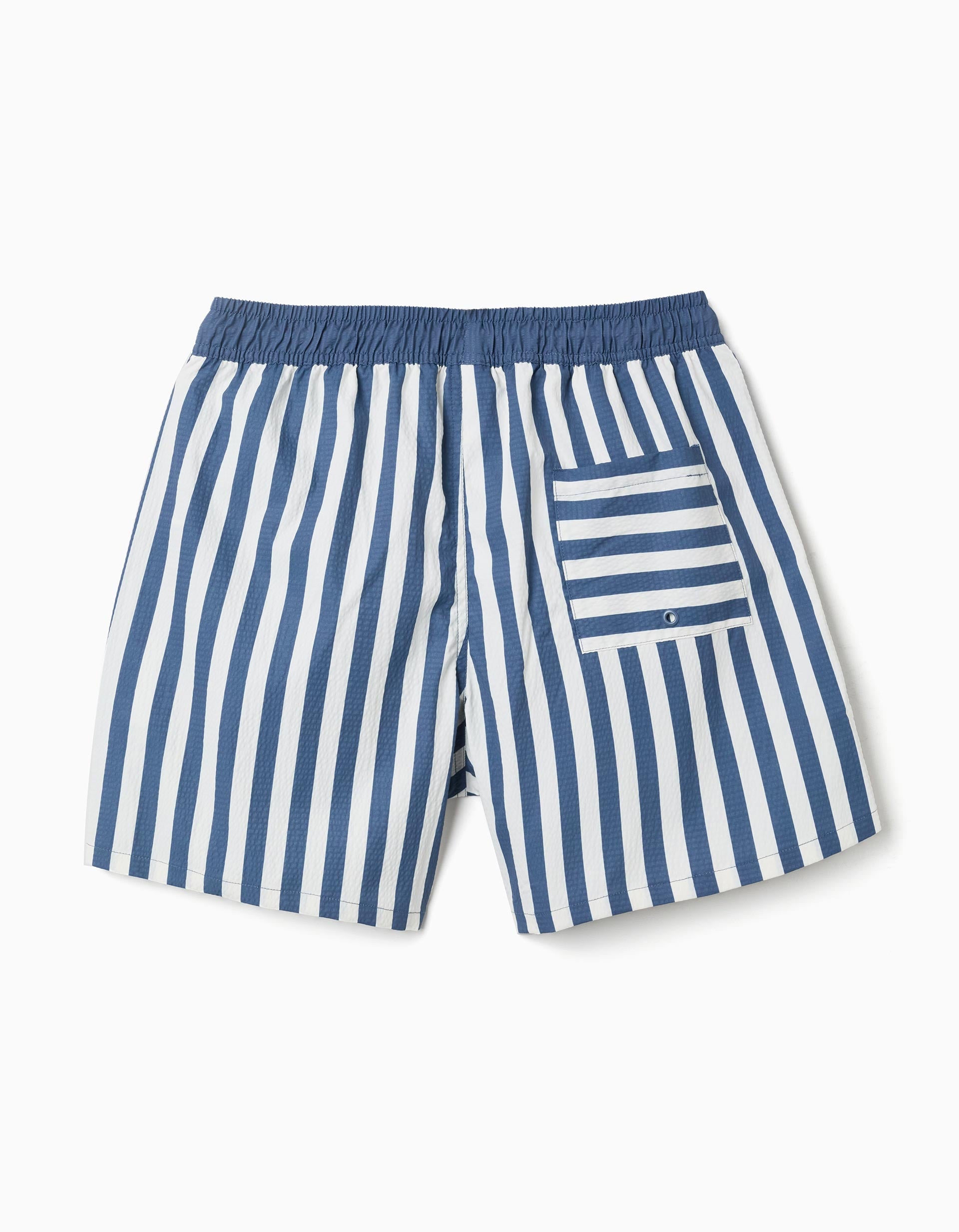 Calções de banho às riscas com cordão You&Me para homem, branco/azul