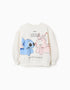 Sweat en coton peigné avec imprimé Stitch & Angel pour fille, blanc