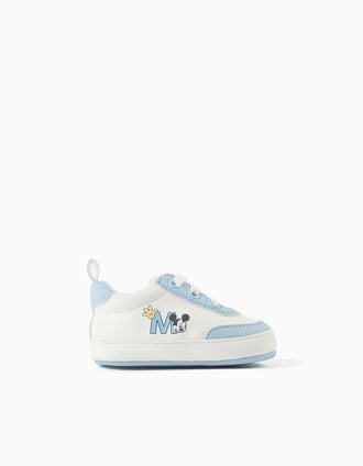 Baskets pré-marche avec imprimé Mickey pour nouveau-né, bleu/blanc