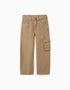 Pantalon en coton à coupe droite avec 5 poches pour garçon, beige foncé
