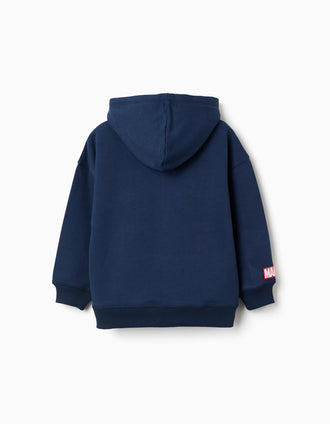 Sudadera perchada con estampado de Hulk para niño, azul marino