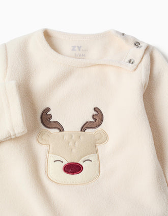 Babygrow polar com rena bordada para recém-nascidos e bebés, bege