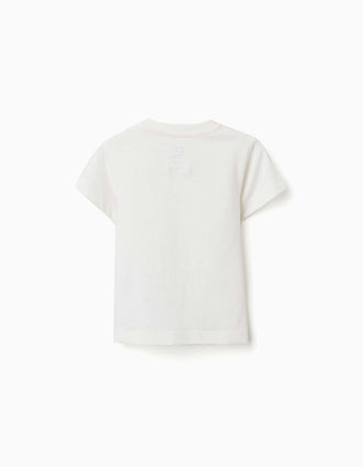 T-shirt en coton avec imprimé Vacation pour bébé garçon, beige clair