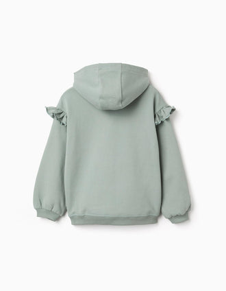Sweat cardada com capuz Stitch & Angel para menina, verde-escuro