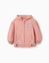 Sweat zippé en coton peigné à capuche Stitch pour fille, rose